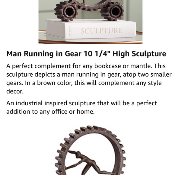 Sculpture Man Running in Gear 10 1/4 - Picture 5 of 6